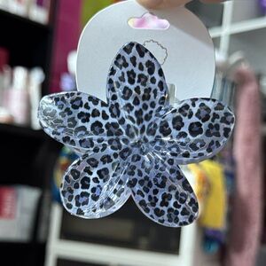 Blue Leopard Print Flower Hair Clip